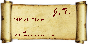 Jári Timur névjegykártya